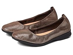 Clarks Women's Jenette Ease Ballet Flat, Pewter, 6.5