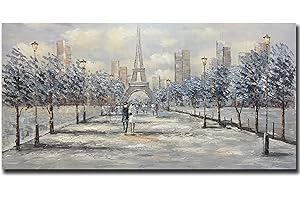 V-inspire Art, 24x48 inch Oil Paintings Modern Hand-Painted Urban Landscape Acrylic Canvas Wall Art Living room Bedroom Decoration