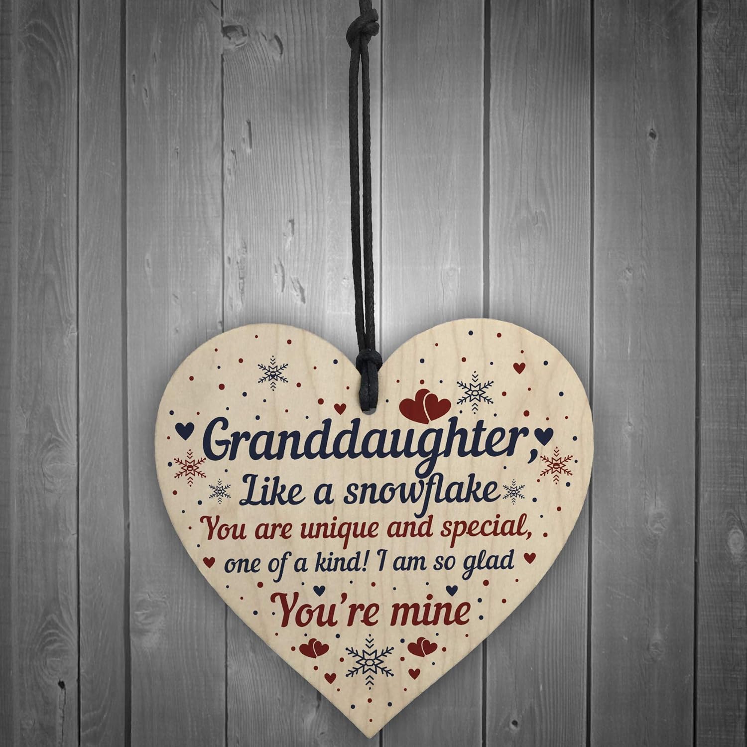 RED OCEAN Granddaughter Ornament Wooden Heart Birthday Christmas Keepsake Gift From Grandparents, 10x10cm - Image 3