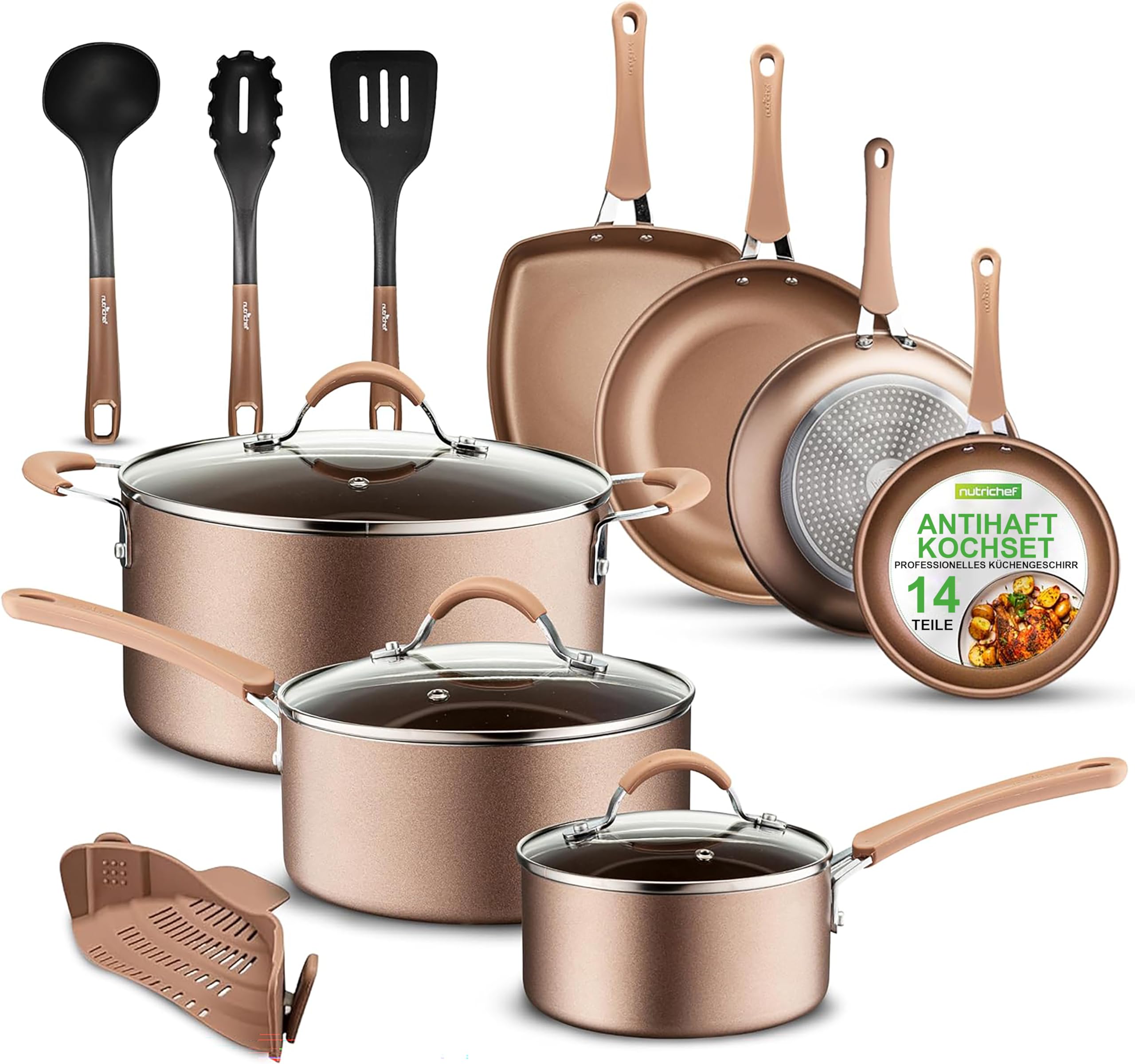 Pink Sauce Pot With Lid, (0.89 Qt) Kitchen Cookware, Black Coating Inside, Heat Resistant Lacquer Outside (Pink)