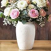 Lyeec Ceramic Farmhouse Flower Vase, 8.2 Inch Terracotta Rustic Vase, Christmas Decorative Pottery Flower Vases for Living Room, Entryway, Table, Shelf Decor