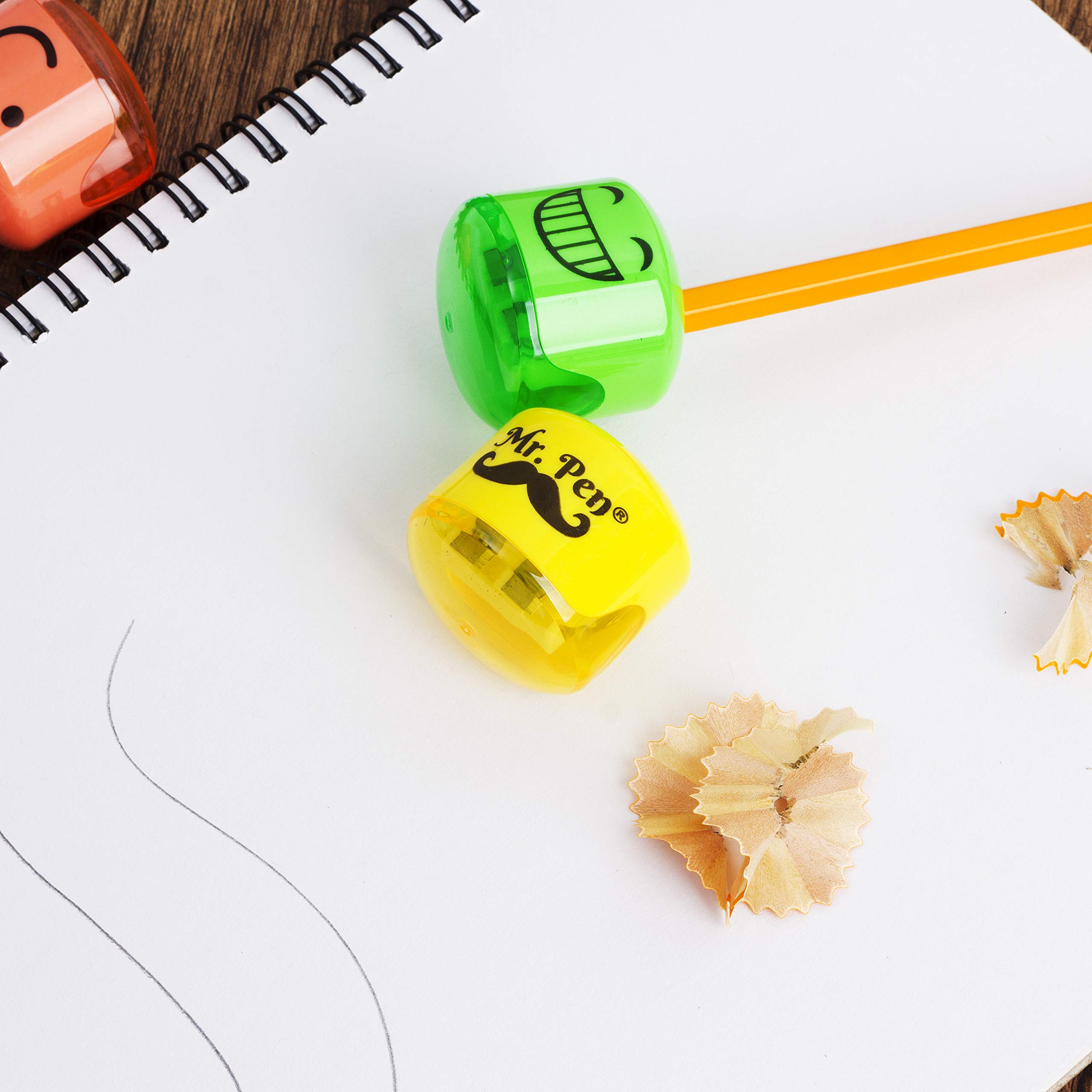 Mr. Pen- Pencil Sharpener, Smiley Sharpener 6 Pack, Pencil Sharpener Kids, Back to School Supplies