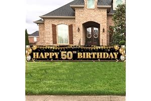TZSS Large Happy 50th Birthday Decoration Banner, Black and Gold Happy 50th Birthday Banner Sign, 50th Birthday Party Decorations Supplies(9.8x1.6ft)