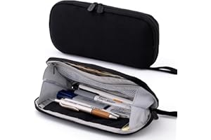 ANGOOBABY Pencil Case Wide Opening Durable Pen Pouch Lightweight Portable Pencil Bag with Handle for School Teen Girl Boy Men Women Adults Black