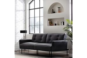 Edenbrook Gilman Futon - Futon Sofa Bed - Futon Couch - Small Futon - Living Room Furniture - Armed Sofa Bed Couch - Sleeper Sofa – Black Faux Leather Futon