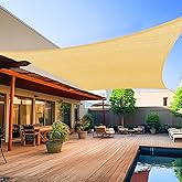 Shade&amp;Beyond 8'X10' Sun Shade Sail Sand Rectangle | Outdoor Curved Canopy, 185GSM HDPE Permeable Sunshade, UV Block Sail Shade for Patio Deck Yard Backyard Pergola, Custom Size