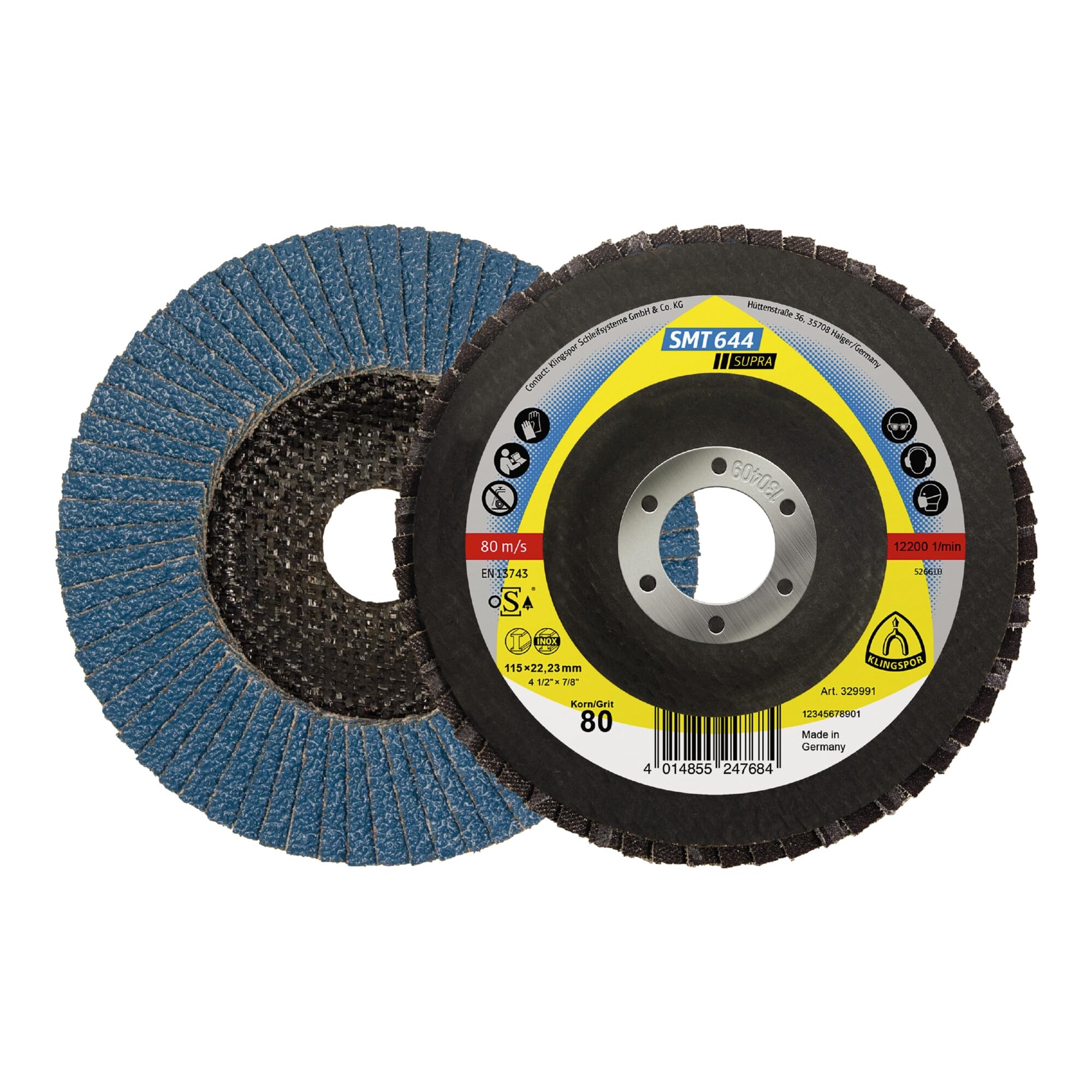 KLINGSPOR 330006 SMT 644 Supra Abrasive Mop Disc, Supra Packaging Unit, 125 x 22.23, 80 x Forma O, 10