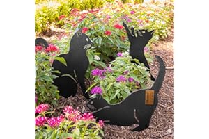 RealSteel I 3 Pack Steel Cat Garden Decor I Outdoor Yard Decorations I Gift for Cat Lovers I Lawn Ornaments and Statues I Garden Signs Decorative Outdoor - Black