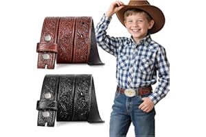 Beltroad Western Belt Strap No Buckle for Kids Boys Girls Genuine Leather Cowgirl Cowboy Kids Western Belts for Jeans Gift