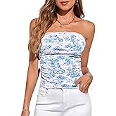 Floerns Women's Cheetah Print Tube Tops Shirt Y2k Lace Strapless Going Out Tank Tops