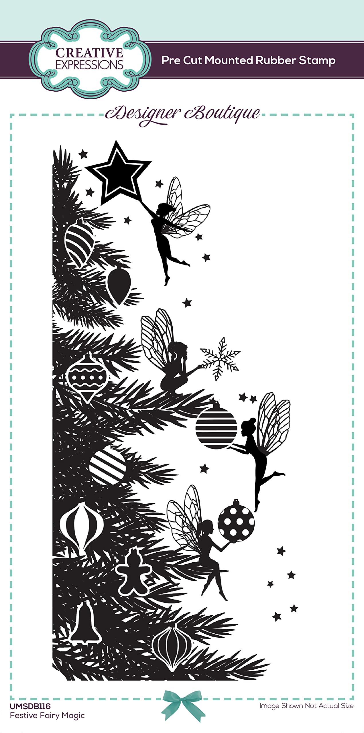 Creative Expressions Designer Boutique-Festive Fairy Magic-Cling Stamp, Grey Rubber, DL Size