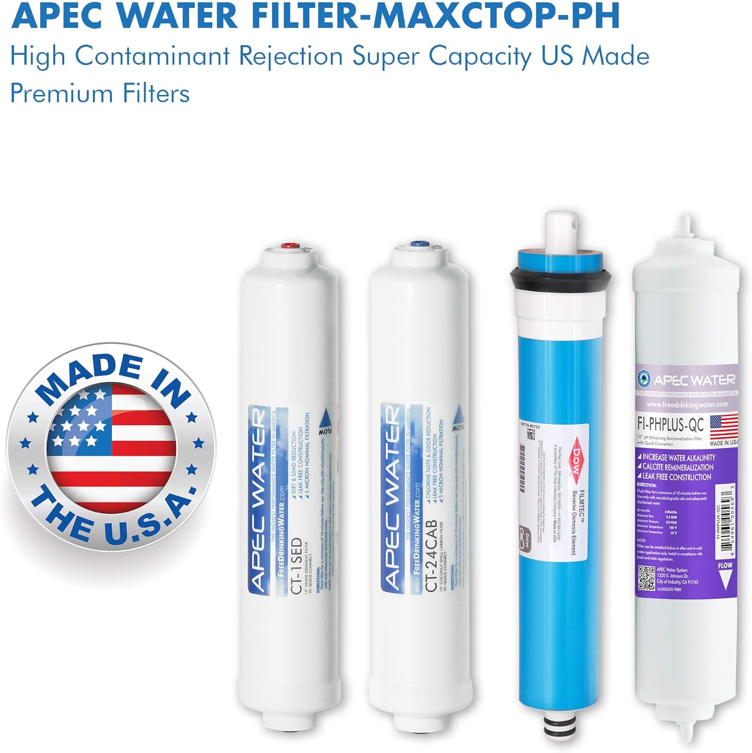 APEC FILTER-MAXCTOP-PH US MADE 90 GPD Complete Replacement Filter Set for ULTIMATE Series Countertop Alkaline Reverse Osmosis Water Filter System: Home Improvement