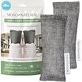 Moso Natural Shoe Deodorizer Inserts, Charcoal Odor Absorber for Shoes, Gym Bag & Boot Deodorizer, Long-Lasting Shoe Odor Elimination, Unscented Air Purifying Bags (Two Per Pack)