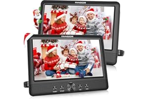 FANGOR 10.5 Dual DVD Player for Car Portable Headrest Video Players with 2 Mounting Brackets, 5 Hours Rechargeable Battery, Last Memory, USB/SD Card Reader, AV Out∈ (1 Player + 1 Screen)