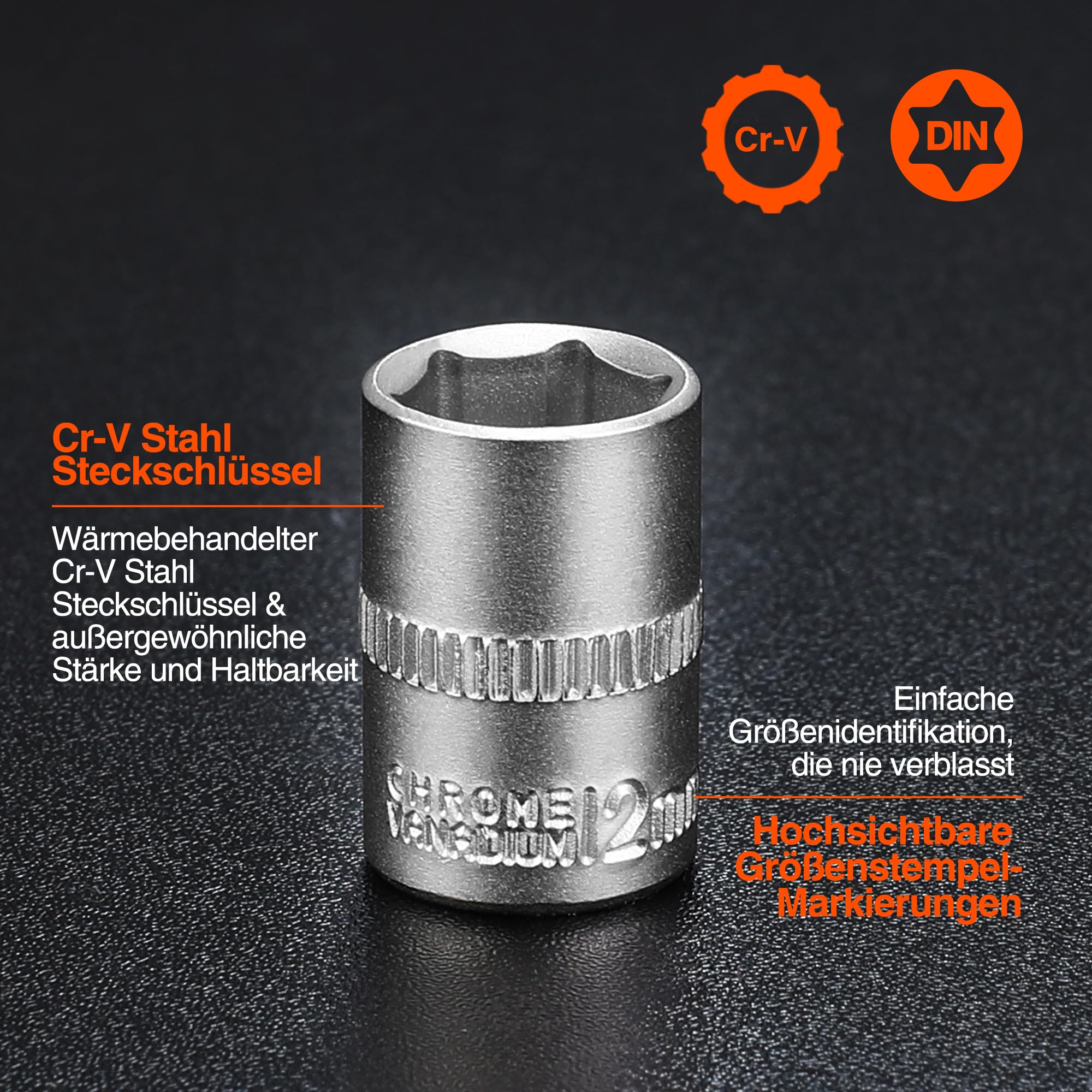 ValueMax Steckschlüsselsatz 46tlg. Cr-V Stahl Steckschlüssel mit 1/4" Umschaltknarre, Steckschlüssel, Bitsatz, Steckschlüsseleinsätze, Werkzeugkoffer 3