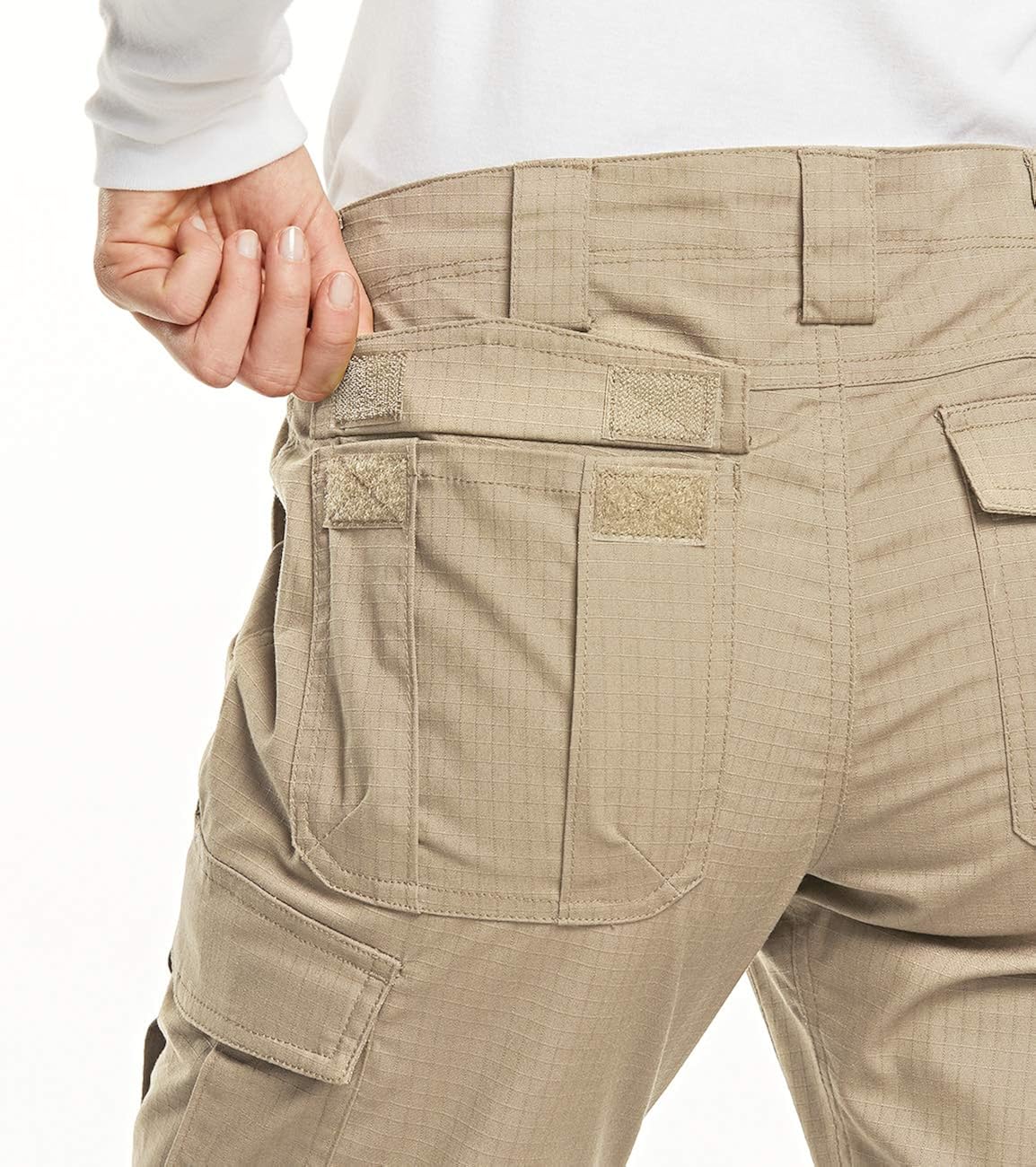 CQR Women's Flex Stretch Tactical Pants, Water Repellent Ripstop Work Pants, Elastic Waist Straight/Cargo Pants with Pockets: Clothing