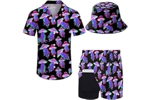 Wdpsuxin Mens 2 Piece Hawaiian Shirt and Shorts