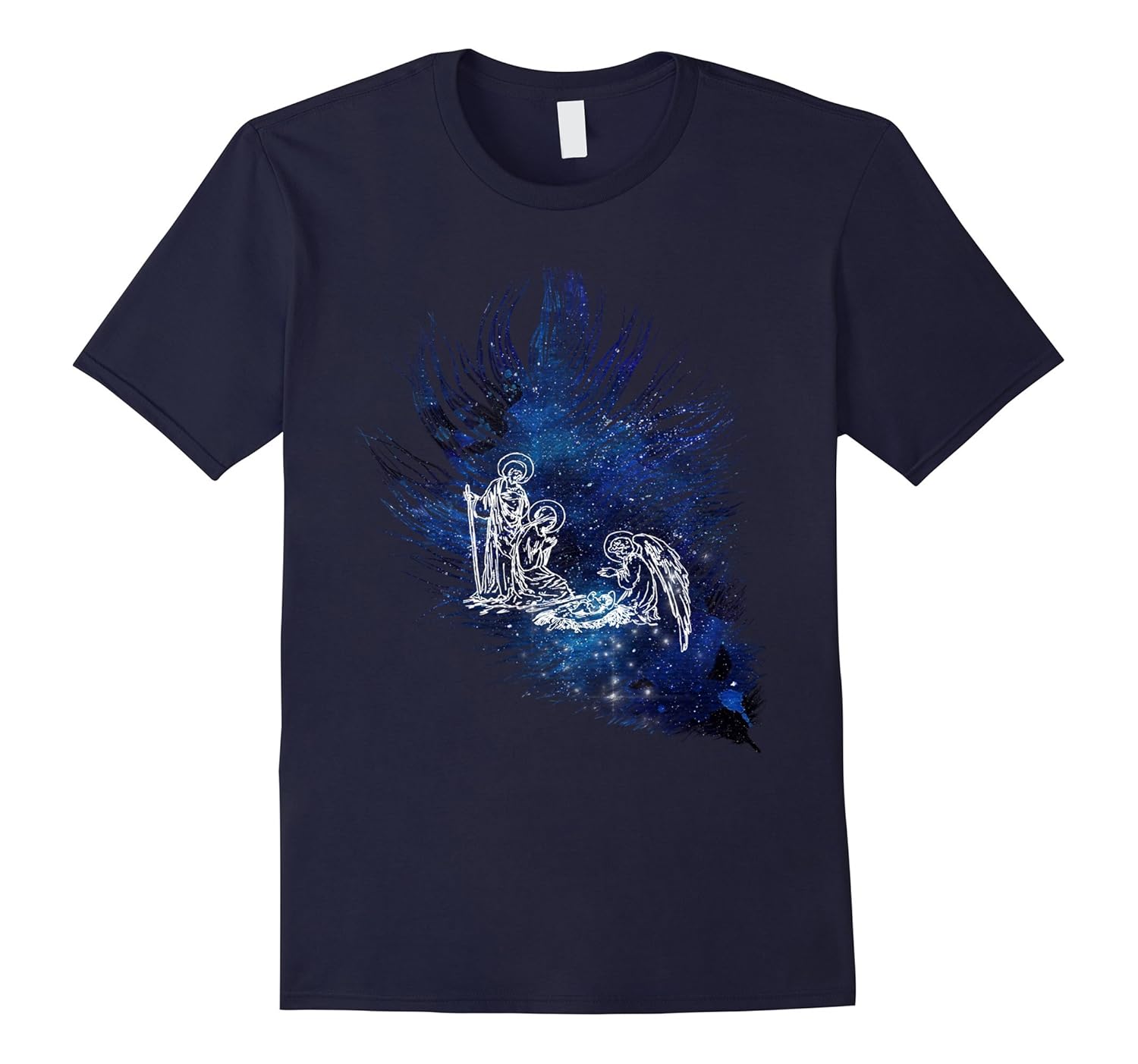 Starry Night Feather Tshirt for Christians who love Nativity-Rose