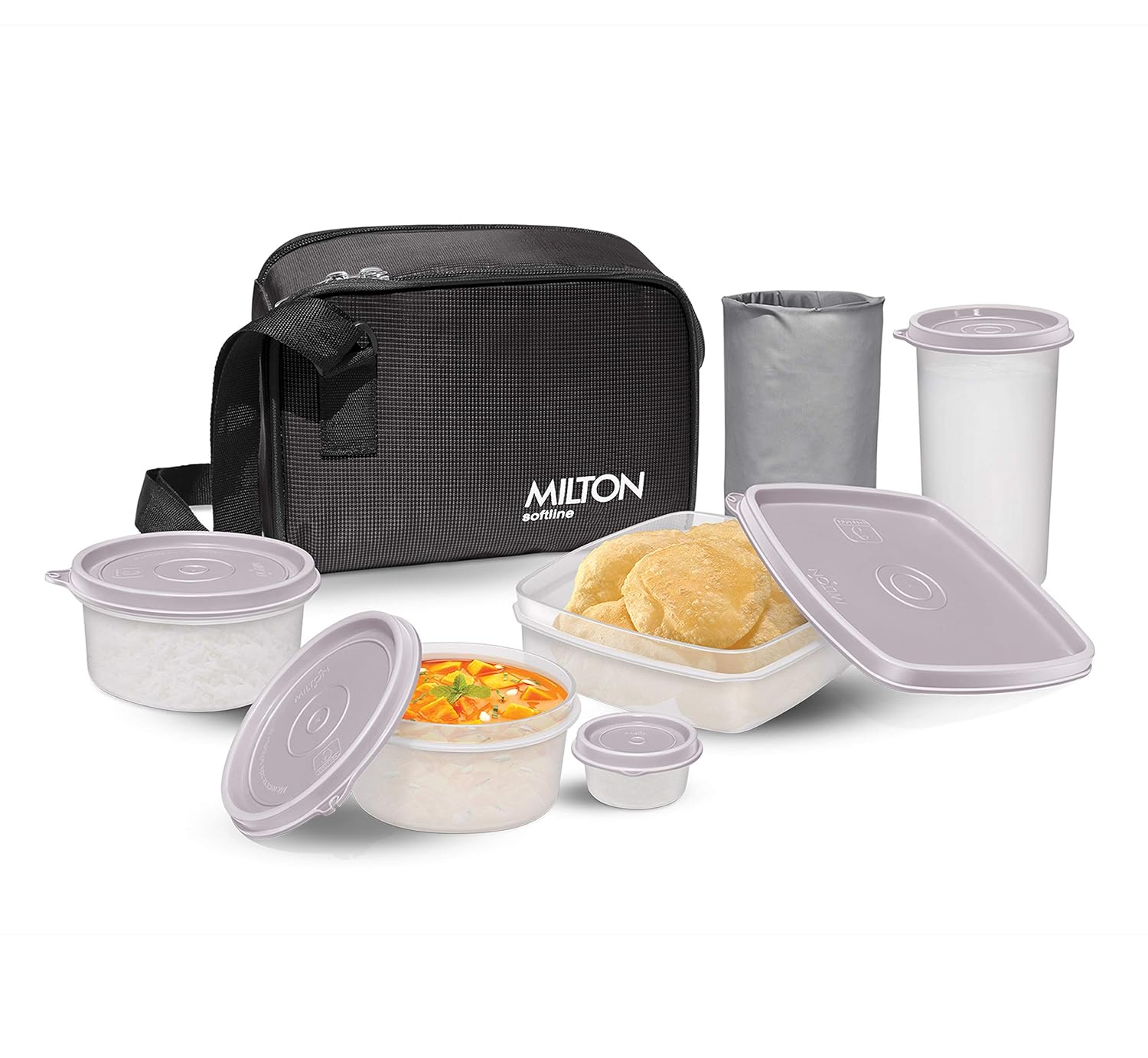 Buy Milton Prime Lunch Plastic Tiffin Box Set, 5Pieces, Black Online