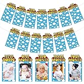 Oudain Cartoon 1st Birthday Photo Banner for Baby from Newborn to 12 Months Inspiration 1st Birthday Party Decorations for Girl Boy Monthly Milestones Garland