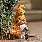 LA Jolie Muse 11.3'' Solar Gnomes Garden Statues-Resin Bee Garden Gnomes Figurine Holding Honey Jar with Solar Lights, Outdoor Gnomes Decorations for Yard Patio Lawn Porch, Garden Gifts for Mom