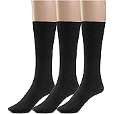 Silky Toes Cotton Diabetic Dress Socks for Men Non Binding Seamless Crew Socks, 3 or 6 Pk Multi Colors Big Sizes