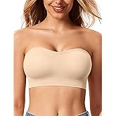 LetsJoli Push Up Strapless Bras for Women Supportive Bandeau Bra Non Slip Wireless No Underwire Padded Tube Bra