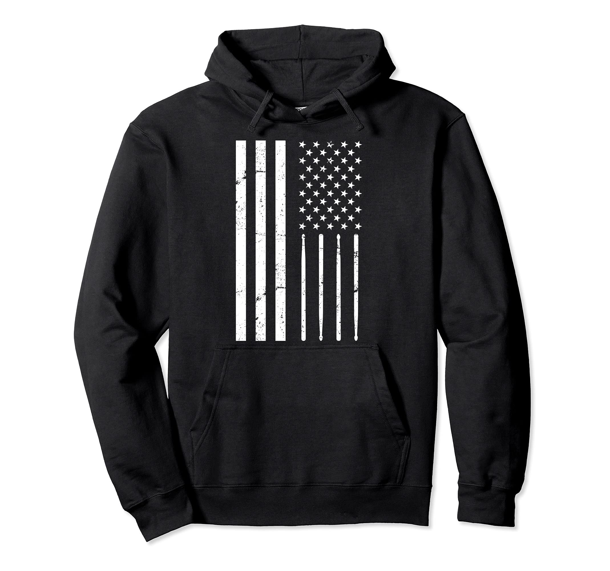 American Pride Drumsticks Drummer Drums Player US Flag Drums Pullover Hoodie