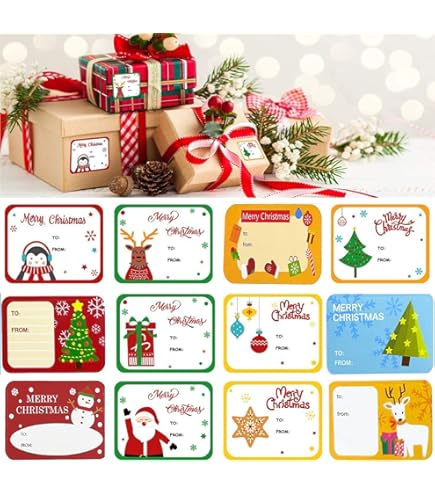 Etiquetas De Regalos Para Imprimir 144 Etiquetas De Navidad Con Nombre, Etiquetas De Regalo Para Regalos De Navidad, Etiquetas De Navidad Para Decoración De Tarjetas O Bolsas (72 Diseños, 2 Cada Uno