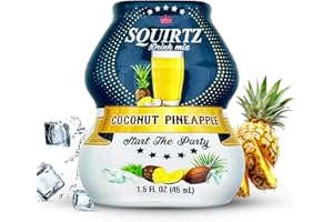SQUIRTZ Drinks All-Natural Coconut Pineapple Water Enhancer – 40% Real Fruit Juice, 22 Servings, Keto-Friendly Drink Mix, No Carbs, Sugar, Calories – Guilt-Free Tropical Escape!