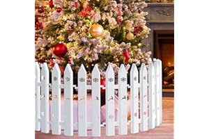 NIUYHE 18pcs Christmas Tree Gate, 15.7 Inches Tall Christmas Tree Picket Fence for Dogs, Round Toddler Baby Proof White Gate Around Xmas Tree, Thick Plastic Reja para Arbol de Navidad Pet Cat Protector