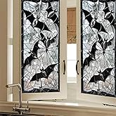 HOMETITUTE Halloween Bat Window Sticker 18 x 39 Inch Gothic Vertical PVC Cling Glass Door Decoration Flying Bat Silhouette Removable Vinyl Art Holiday Decor