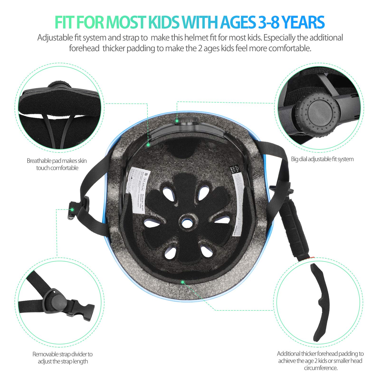 Toddler Helmet,Kids Bike Helmet 2-8 Years,Adjustable Helmets and Multi-Sport Safety for Cycling Skating Bicycle Skate Scooter for Boys Girls from Toddler to Youth,Childrens Bike Helmets