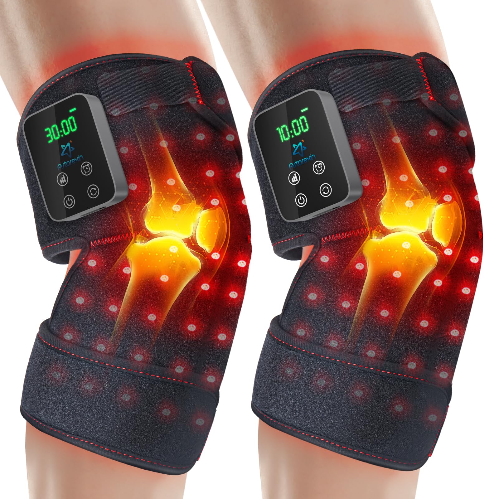 Photo 1 of 2-Pack Red Light Therapy for Knee Brace, Wireless 72 LEDs Knees Wraps with 660nm & 850nm Infrared Light, 3000mAh Battery, Heat & Pulse for Knee Elbow Shoulder Joint Pain Relief