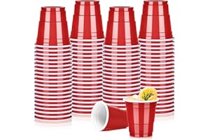 Pineburg 100pack 2oz Christmas Disposable Shot Glasses, Mini Red Solo Cups, Plastic shot Cups for Parties NewYear Valentine Weddings Party Games & Events Supplies