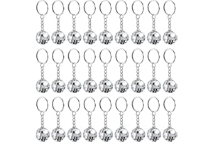 Henoyso 48 Pcs Mini Disco Ball Keychain Bulk Disco Ball Party Favors Sliver Disco for 70s 80s Decorations Mardi Gras Supplies