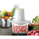 HausArtX Food Processor, Electric Food Chopper with 2 Bowls (8 Cup glass+8 Cup stainless steel), with 2 Sets Blades, for Mill