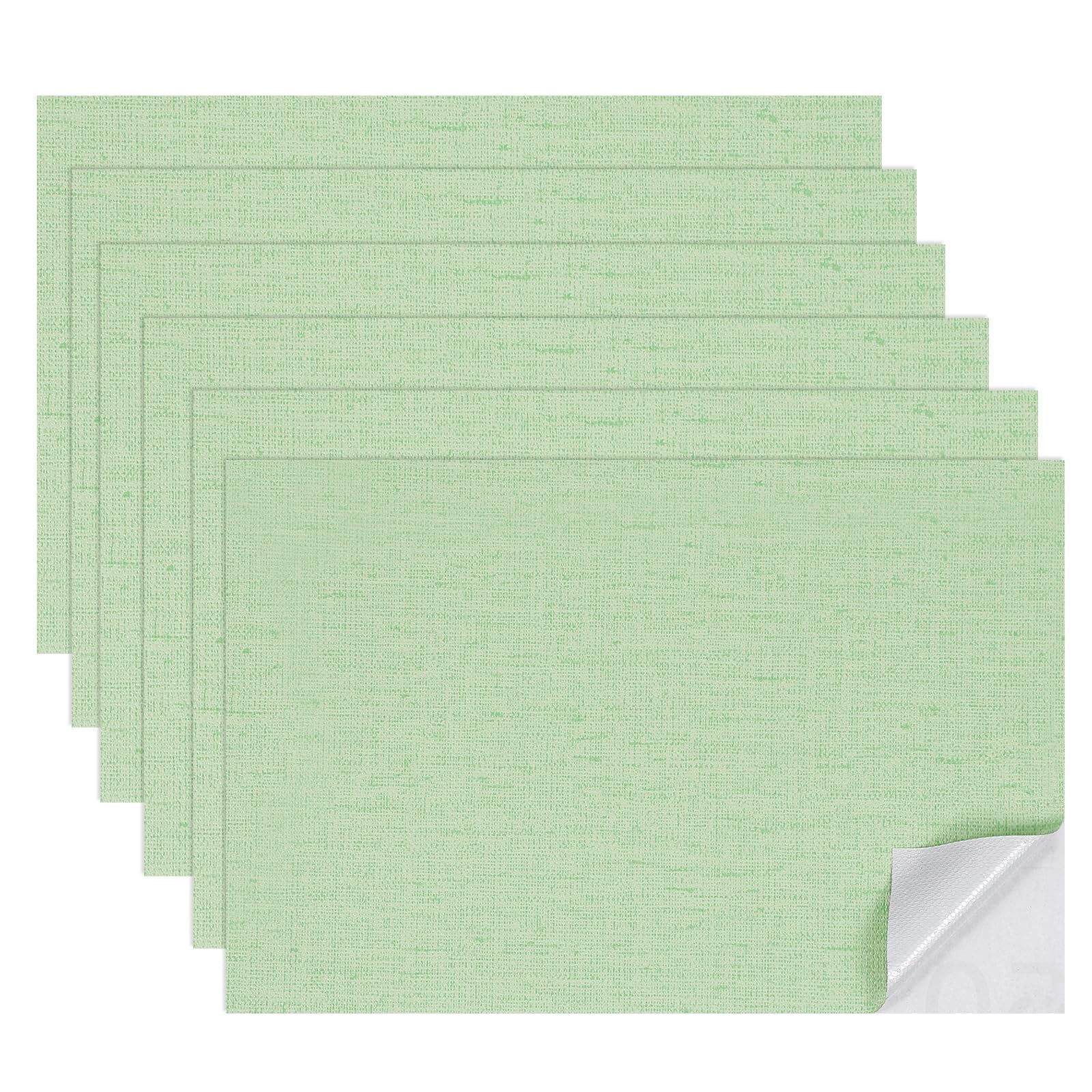 sourcing map 6 Sheets Miniature Dollhouse Wallpaper, Linen Texture Self-Adhesive PVC Flooring Wall, Mini Wall Decor for Dollhouse Sand Table Model Accessories 11.81 x 7.87 Inch (Light Green)