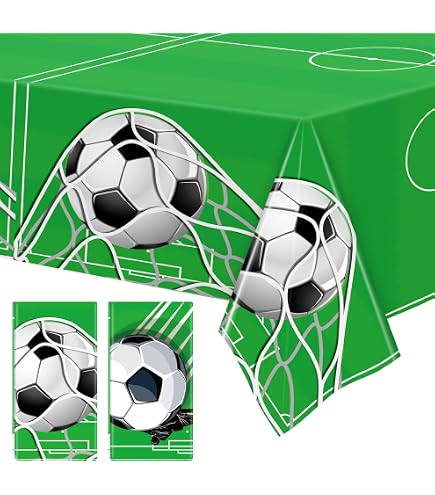 WNINK 2-Pack Soccer Plastic Tablecloths - 54 X 108 Inch, Disposable Party Table Cover With Grass Pattern - View #7
