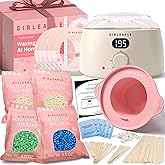 GIRLEARLE Premium Digital Waxing Kit for Women and Men, Wax Warmer Hair Removal at Home with Wax Beads & Silicone Pot, Target Different Types of Sensitive Skin Brazilian Bikini, Facial, Leg, Full body