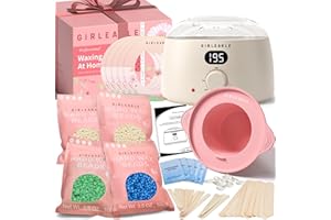 GIRLEARLE Premium Digital Waxing Kit for Women and Men, Wax Warmer Hair Removal at Home with Wax Beads & Silicone Pot, Target Different Types of Sensitive Skin Brazilian Bikini, Facial, Leg, Full body