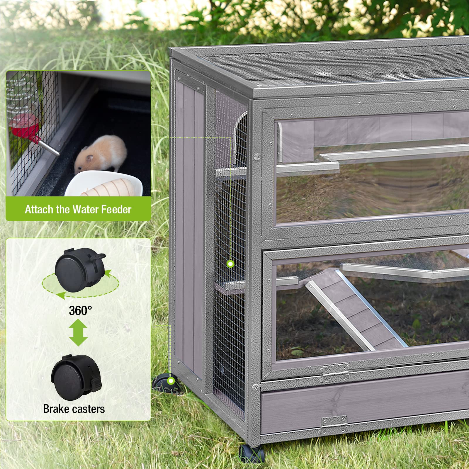 Guinea Pig Cage Hamster Cage 3 Levels Small Animal Cages with Chewing