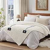 Westinghouse Electric Blanket Queen Size, Super Cozy Luxury Faux Fur & Sherpa Heated Blanket with 10 Heating Levels & 1-12 Hours Auto Off, Fast Heating Blanket, Machine Washable, 84x 90 Inch, Beige