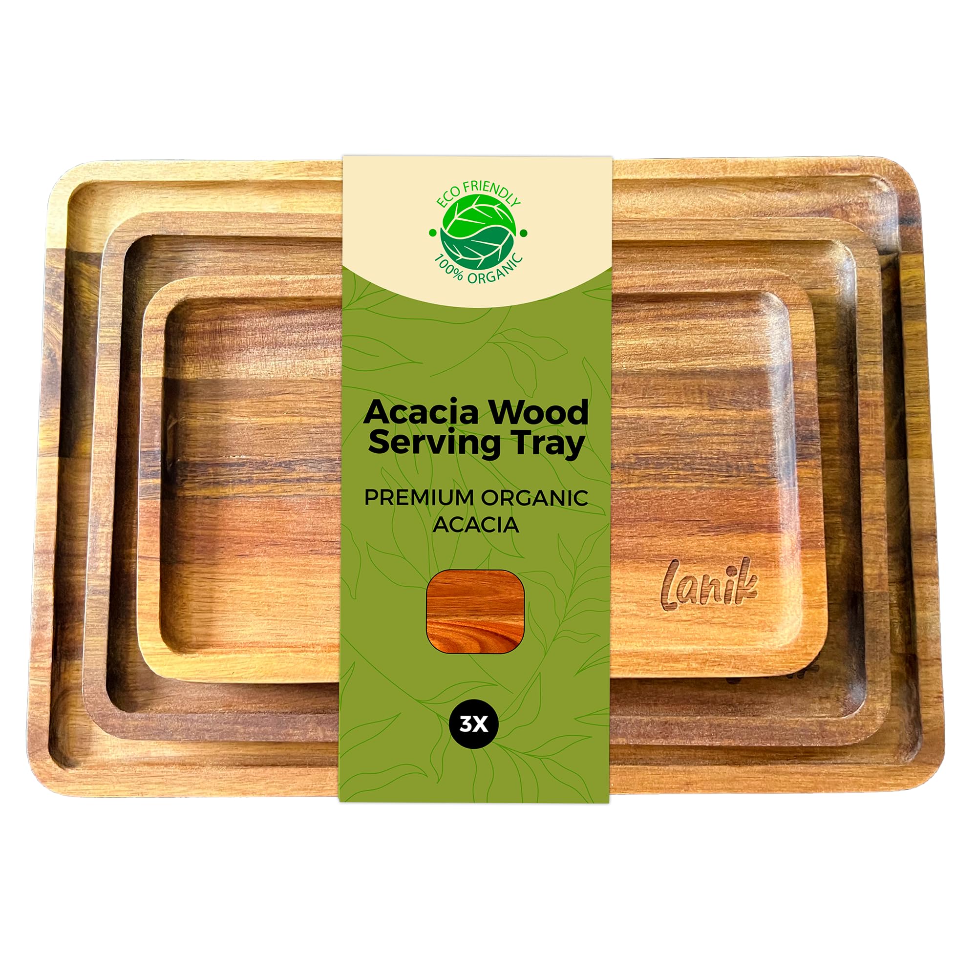 Photo 1 of ***(DAMAGE, LARGE TRAY WOOD CHIP)*** SELLING AS IS***
Lanik 3 Set Acacia Wood Serving Tray - Handmade Wooden Decorative Platters, Cheese Board, Kitchen Display Tray for Food, Snack, Appetizers, Picnic, Breakfast
