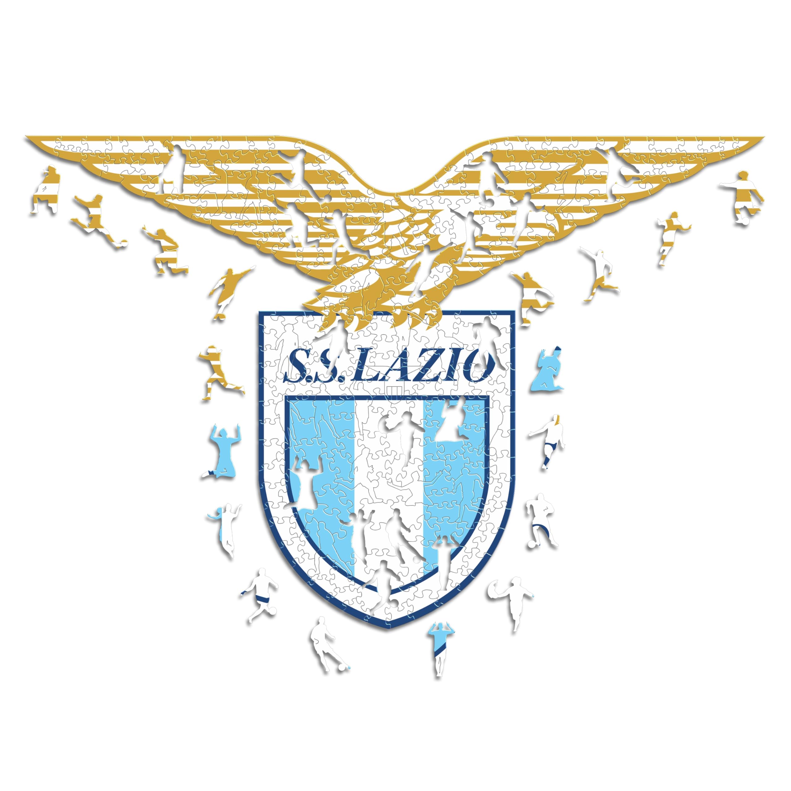 Iconic Puzzles, Lazio Logo Official Product Wooden Puzzle for Adults and Children, 100% Sustainable Wood, Size L 500 Pieces