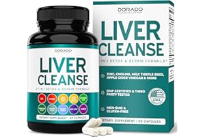 DORADO NUTRITION Liver Cleanse Detox & Repair 27 in 1 Formula - Milk Thistle, Dandelion Root, Turmeric, Artichoke Extract & More - Liver Detox Support Supplement - 3rd Party Tested, Vegan Safe & USA Made (60 Count)