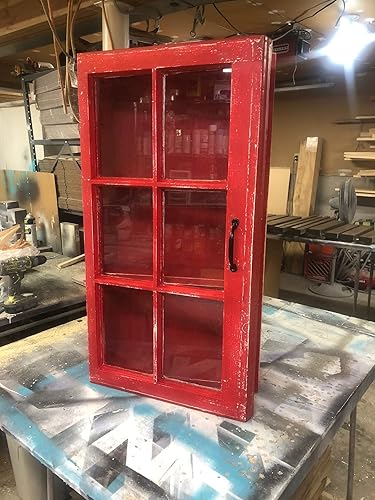 Amazon Com Farmhouse Medicine Cabinet Bathroom Storage 6 Pane Window Frame Over The Toilet Display Curio Rustic Decor Housewarming Gift Handmade