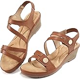 Ablanczoom Wedge Sandals for Women Dressy: Comfortable Elastic Ankle Strap Summer Causal Walking Low Platform Sandal