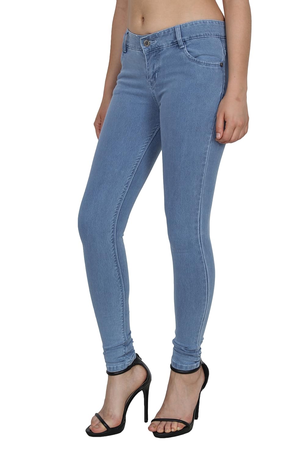 buttun silky soft skinny denim cotton jeans for women