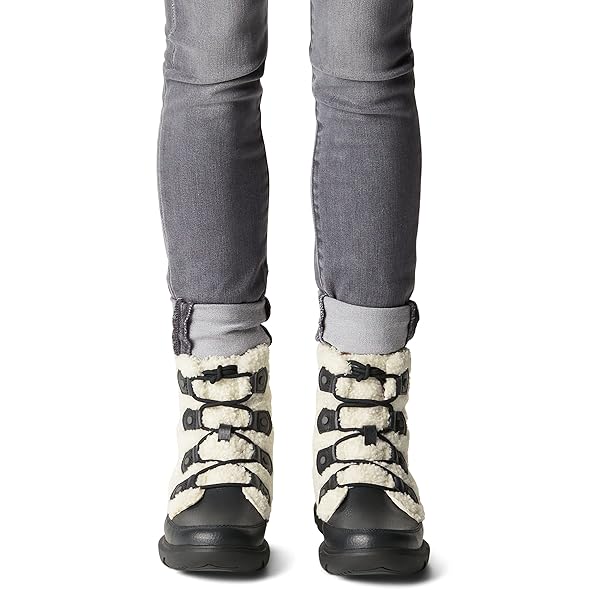 SOREL WOMEN’S EXPLORER II JOAN COZY BOOT – BLACK, SEA SALT – SIZE 8.5